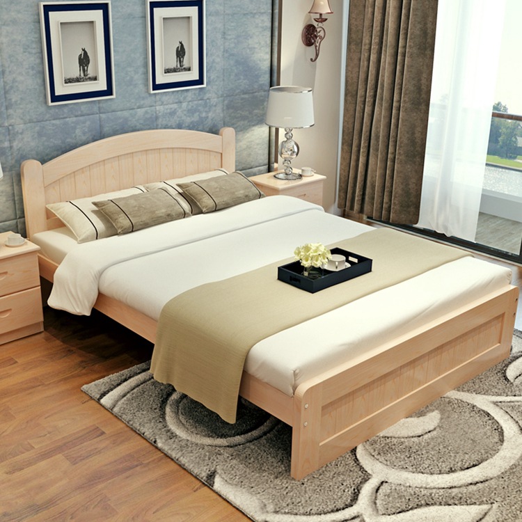 包郵實木雙人床1.5 1.8米大床松木兒童床1米單人床1.2米簡易木床批發・進口・工廠・代買・代購
