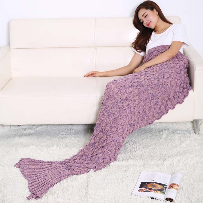 外貿毛毯 新款魚鱗紋美人魚毯子 針織魚尾巴毯子 沙發毯 空調毯批發・進口・工廠・代買・代購