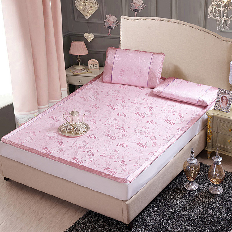HelloKitty貓 透氣折疊禦藤、冰涼席1.5米1.8米草席冰絲席子工廠,批發,進口,代購