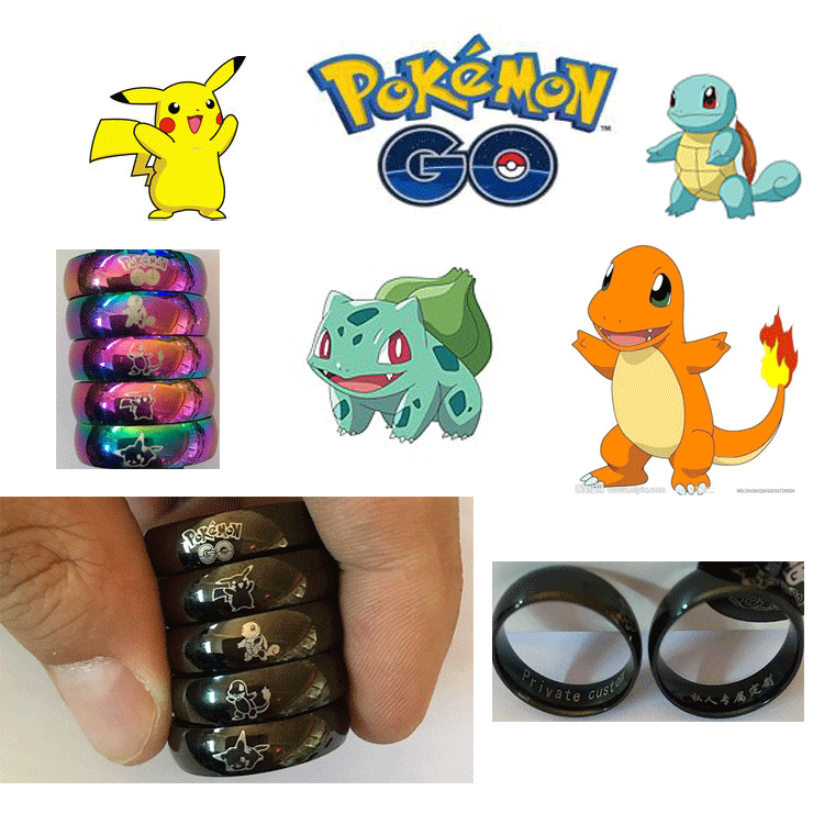 pokemon go系列禮品不銹鋼定製戒指寶可夢go精靈寶可夢go永不褪色工廠,批發,進口,代購
