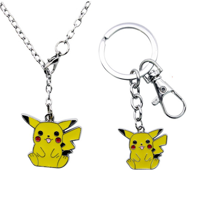 寵物小精靈神奇寶貝皮卡丘比卡丘Pikachu開口笑合金鑰匙扣項鏈工廠,批發,進口,代購