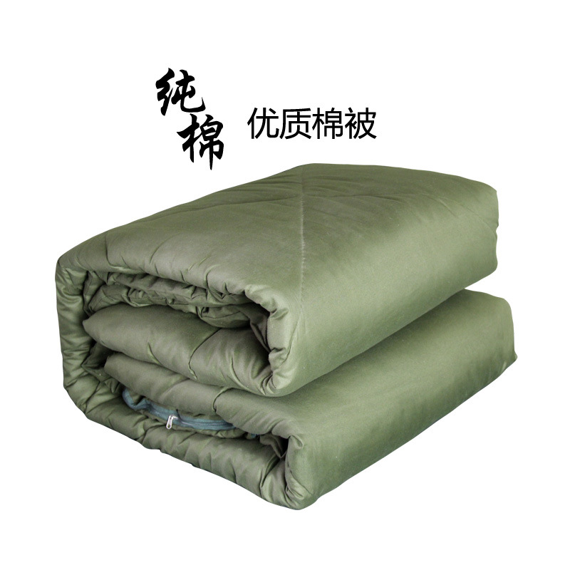 單人純棉軍綠色棉花被軍用套件員工學生加厚被子褥子正品被芯軍訓批發・進口・工廠・代買・代購