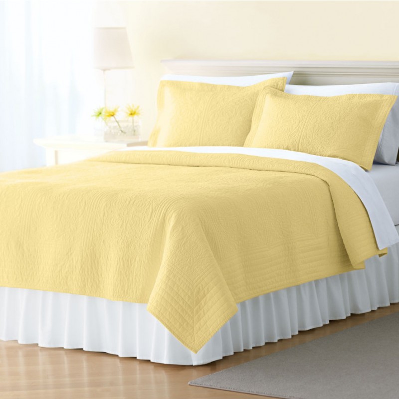 紡軒 黃色花朵 絎縫全棉水洗被 薄被 空調被 床蓋二 三件套(多色)批發・進口・工廠・代買・代購