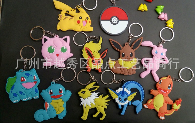 神奇寶貝PVC軟膠鑰匙扣寶可夢goPOKEMON雙麵鑰匙鏈包包小掛件工廠,批發,進口,代購