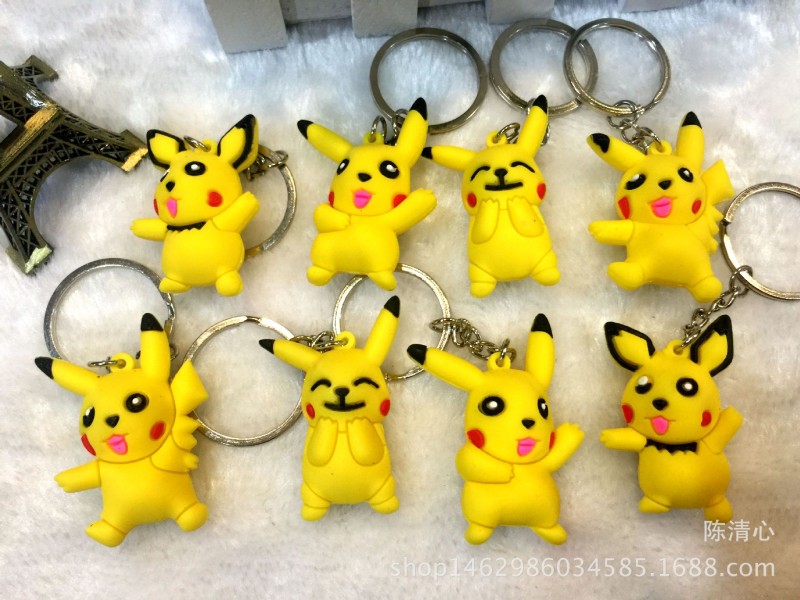 神奇寶貝POKEMAN寵物小精靈公仔寶可夢go皮卡丘3D立體鑰匙扣工廠,批發,進口,代購