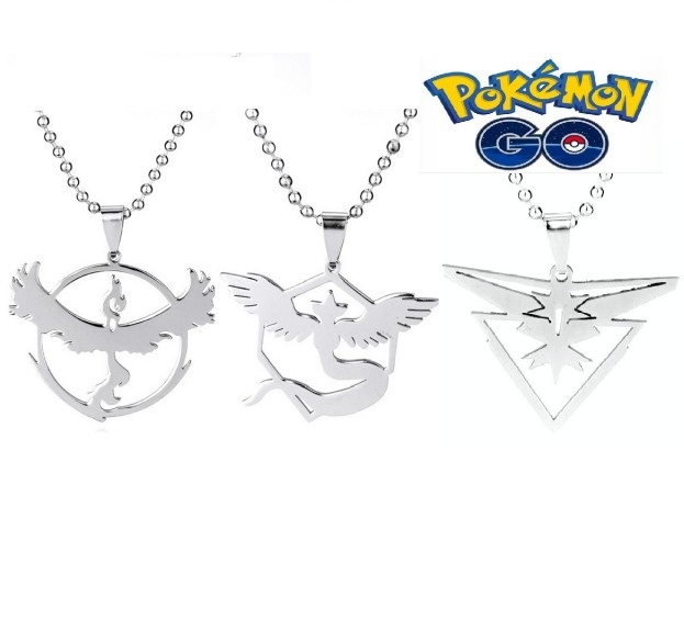Pokemon Go精靈寶貝寶可夢go三大陣營標志熱賣新品項鏈掛件鈦鋼工廠,批發,進口,代購