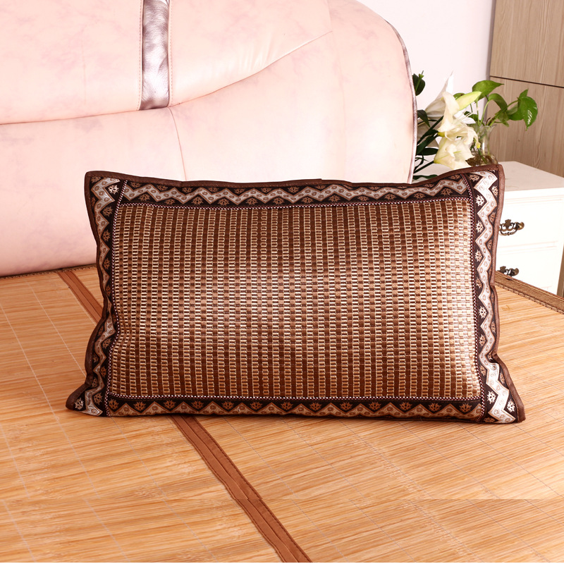 新款夏季涼席枕頭 植物纖維藤編冰絲枕頭 單人菱形花邊涼枕頭批發工廠,批發,進口,代購