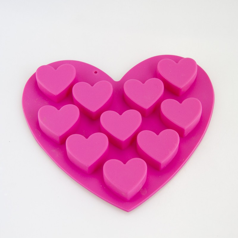 粉色愛心形狀矽膠蛋糕模具 10連心形小模 製作蛋糕 烤箱特用工廠,批發,進口,代購