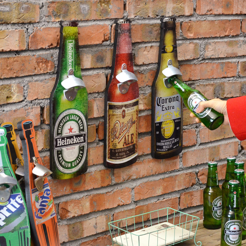 復古酒瓶木板畫酒吧餐廳傢居墻麵裝飾創意啤酒開瓶器大壁掛裝飾品批發・進口・工廠・代買・代購