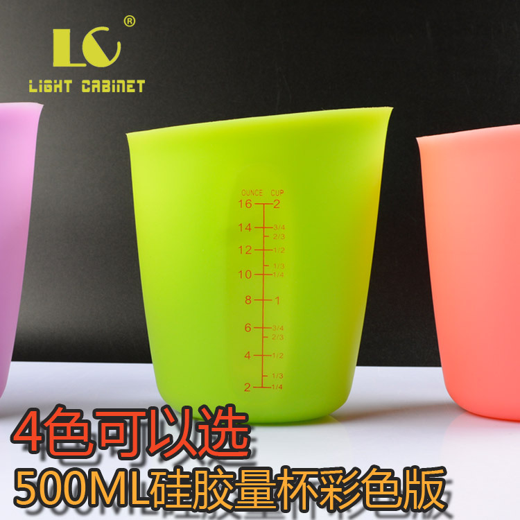 新上彩色 矽膠量杯 軟奶杯 500ml 2CUP 量具 烘焙工具批發・進口・工廠・代買・代購