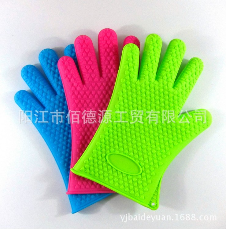 加厚矽膠手套 微波爐手套 矽膠烘焙工具 微波爐隔熱手套五指工廠,批發,進口,代購