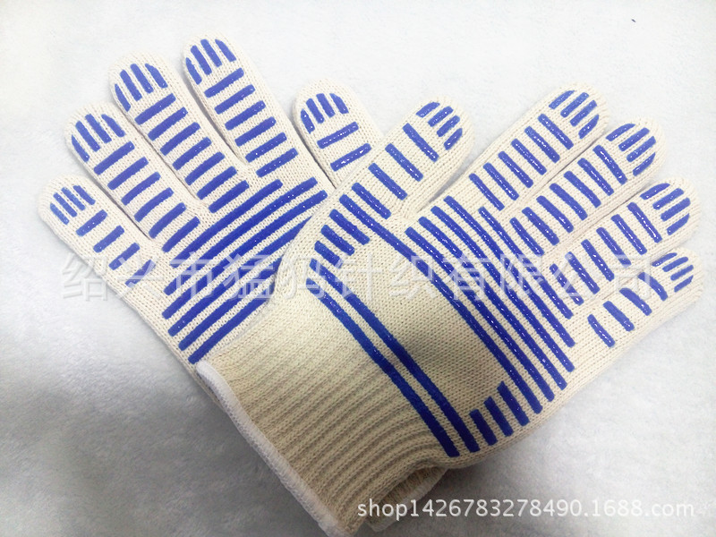 現貨供應耐高溫燒烤手套 芳綸阻燃全棉矽膠微波爐手套廠傢定做批發・進口・工廠・代買・代購