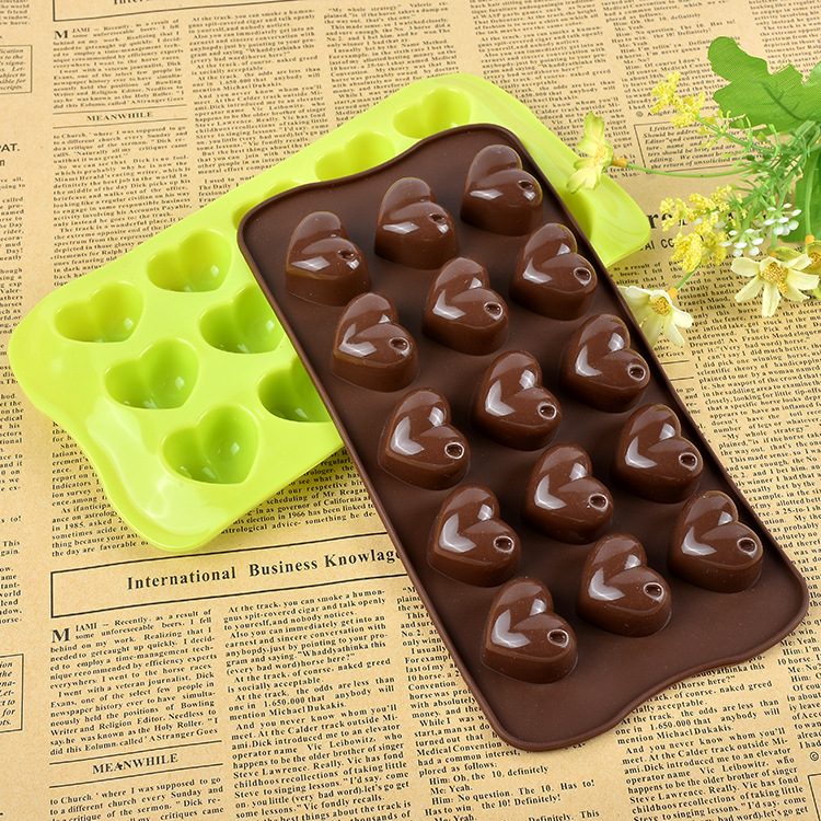 15連孔愛心形冰格巧克力手工皂模朱古力糖果烘焙工具矽膠蛋糕模具批發・進口・工廠・代買・代購