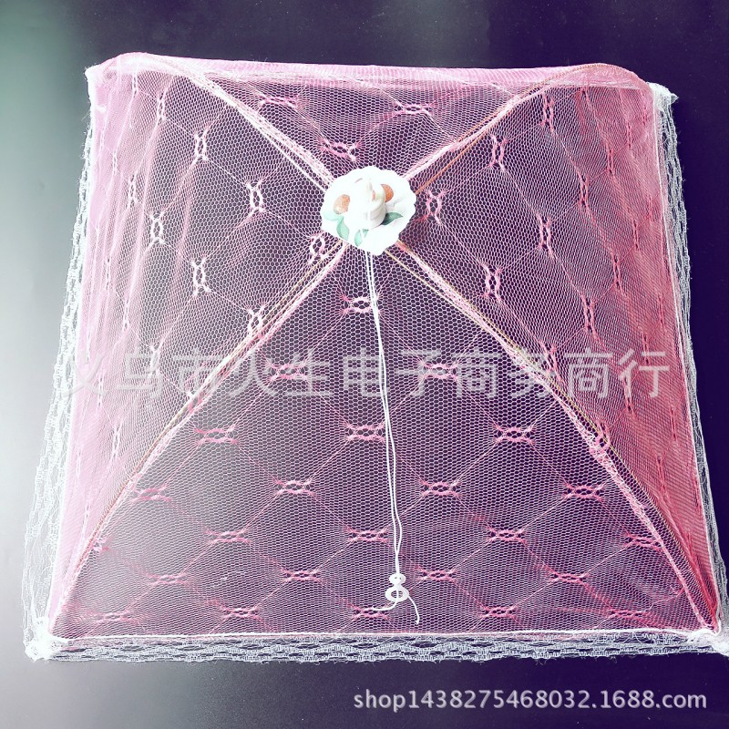 二元店 蕾絲菜罩四邊形 活動折疊傘式菜蓋 網紗透明防蠅食品罩子工廠,批發,進口,代購