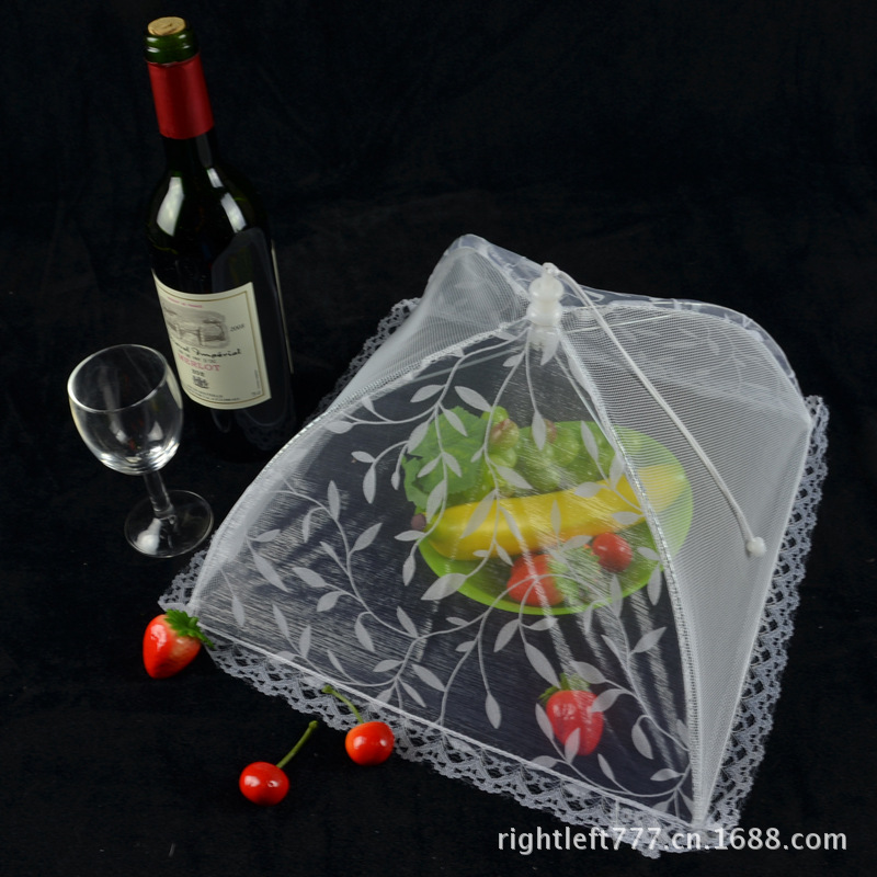 【廠傢供應】食物罩菜罩 餐桌罩 小號印花網佈珍珠紗食物罩批發工廠,批發,進口,代購