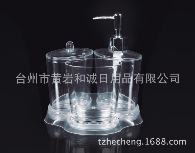 供應亞克力牙簽盒，塑料PS牙簽罐，衛浴牙簽瓶4件套，洗漱套裝批發・進口・工廠・代買・代購
