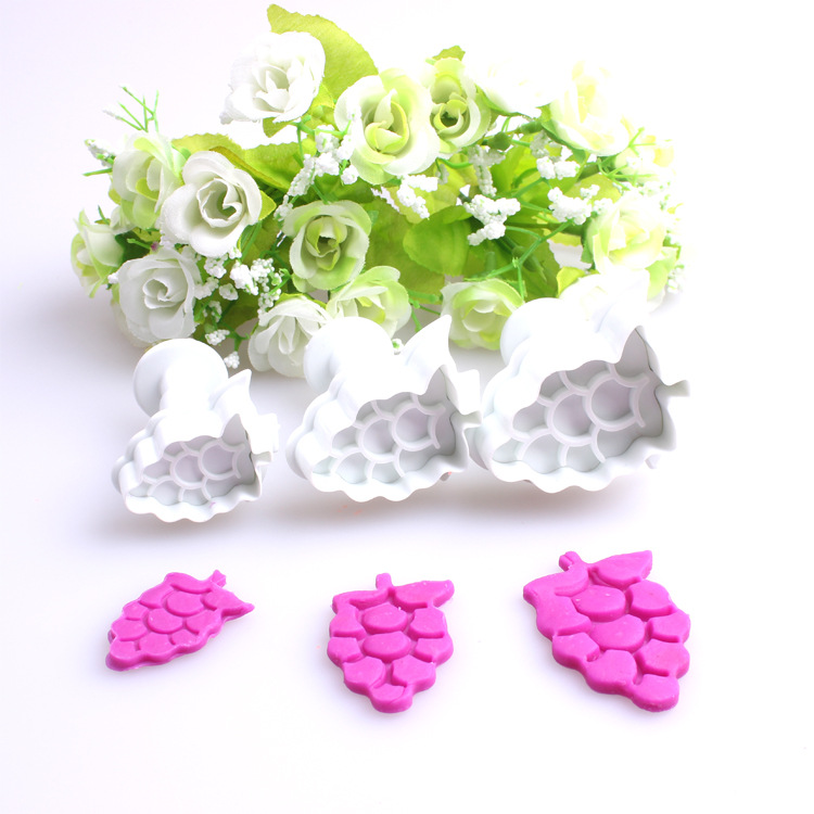 DIY烘焙工具 水果3件套櫻桃/草莓/葡萄餅乾切形狀塑料彈簧壓模批發・進口・工廠・代買・代購