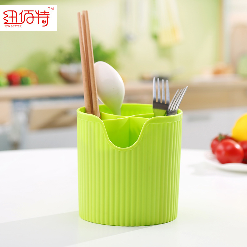 圓形塑料四格筷子筒 廚房用品塑料筷子筒 塑料多用瀝水筷子筒工廠,批發,進口,代購