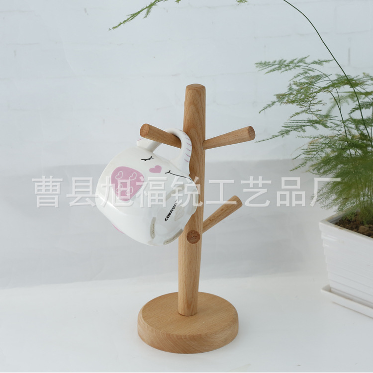 創意傢居桌麵杯子收納木架 櫸木六爪杯子整理架 水杯懸掛支架工廠,批發,進口,代購