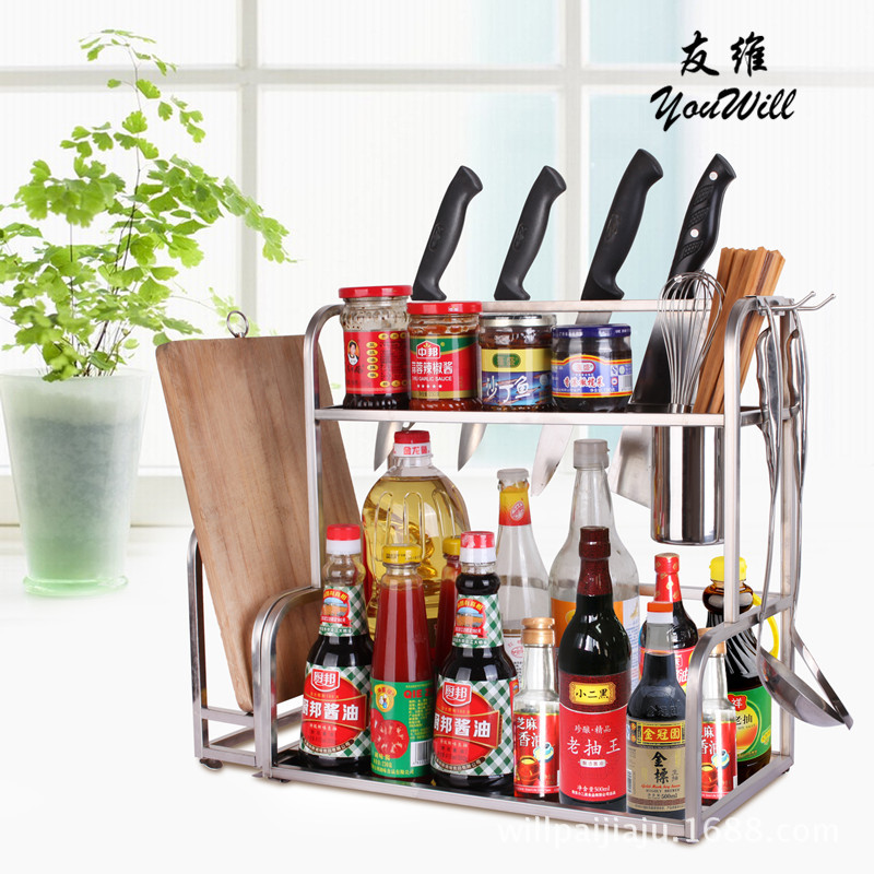 廚房置物架 調料收納架 不銹鋼置物架雙層 刀架廚房用品工廠,批發,進口,代購