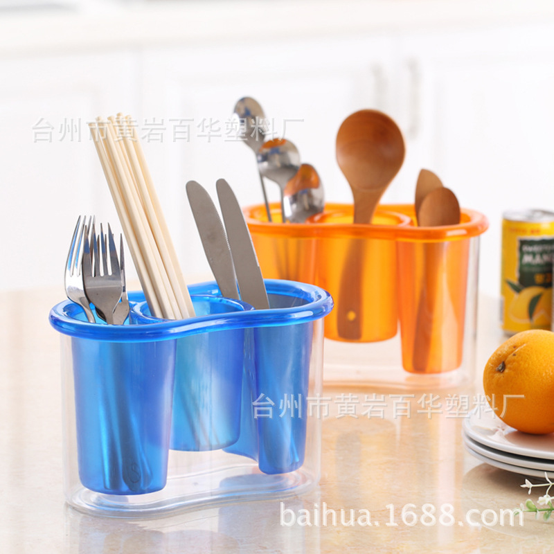 瀝水餐具收納架 雙層塑料糖果色防塵筷籠 勺架廚房儲物 全新料工廠,批發,進口,代購