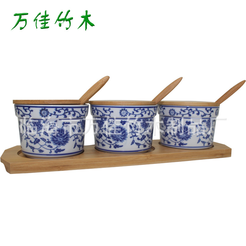 竹木陶瓷調味罐廚房調味瓶罐調料瓶盒2 3 個裝鹽罐瓶竹木蓋工廠,批發,進口,代購