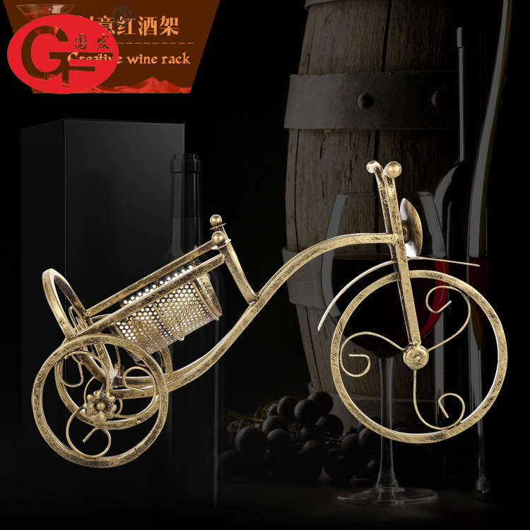 創意歐式復古推車鐵線工藝紅酒架  不銹鋼鐵工藝紅酒架工廠,批發,進口,代購