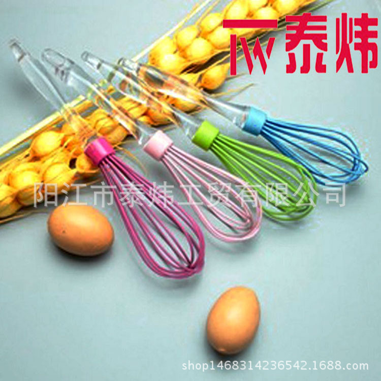 PS透明水晶手柄矽膠打蛋器烘焙工具手持攪拌器打奶器 顏色隨機工廠,批發,進口,代購
