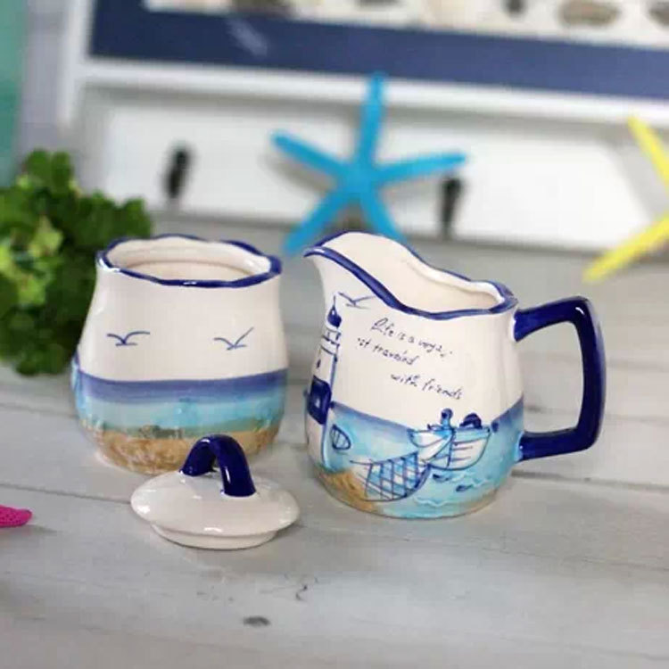 奶罐奶壺方糖罐咖啡壺地中海燈塔海洋風格茶葉罐一套工廠,批發,進口,代購