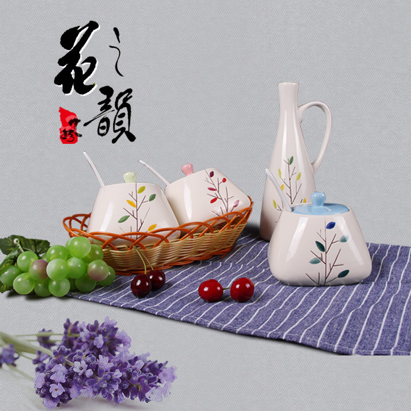 時尚創意格拉小樹林儲物陶瓷油鹽味精調味罐套裝調料盒工廠,批發,進口,代購