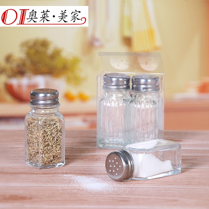 兩隻裝純色透明光麵豎紋玻璃調味瓶廚房玻璃密封瓶日用百貨工廠,批發,進口,代購