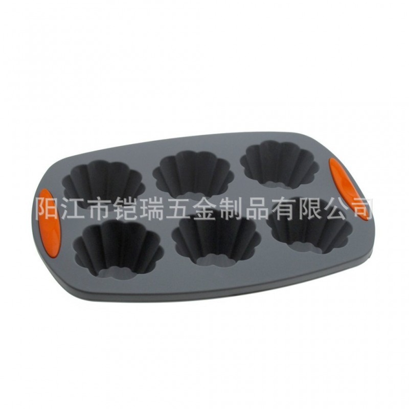 鎧瑞廠傢直銷食品級矽膠雙色雙耳六個盤蛋糕模加厚工廠,批發,進口,代購