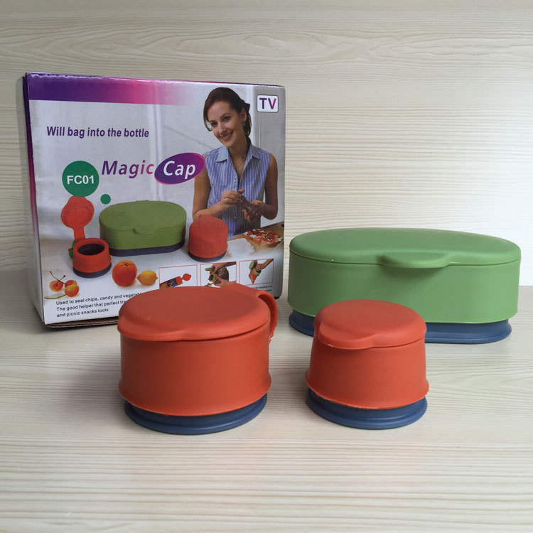 magic cap 食品封口夾 多功能封口蓋 圓形帶蓋封口器 廚房小工具批發・進口・工廠・代買・代購