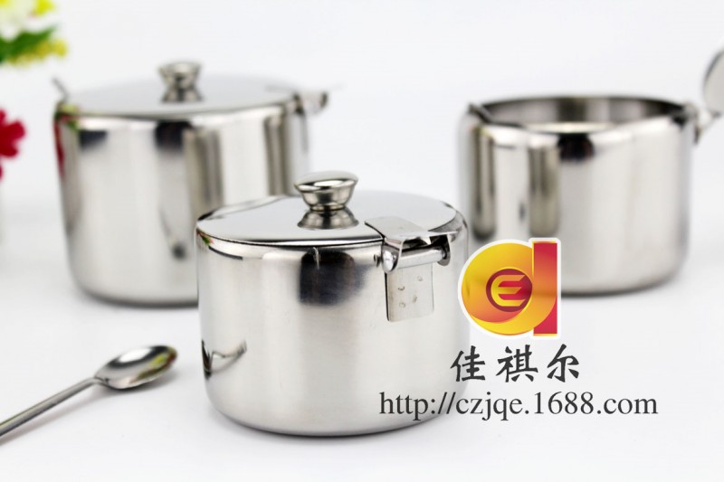 不銹鋼無磁配匙糖盅  7.5  8.5 9.5cm配匙連蓋後視飯店自助調味瓶工廠,批發,進口,代購