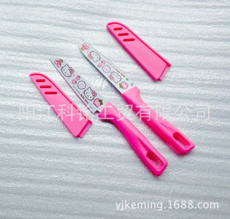 正版授權Hello Kitty水果刀 Hello Kitty彩色不黏水果刀工廠,批發,進口,代購