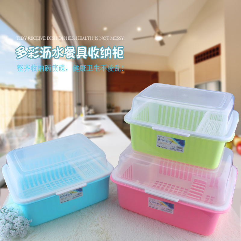廚房用品塑料帶蓋套餐碗筷餐具收納盒廚房碗櫃放置物碗碟架批發・進口・工廠・代買・代購