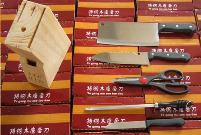 陽江五金廠套刀 廚房不銹鋼6件套刀具套裝組合 傢用廚具工廠,批發,進口,代購