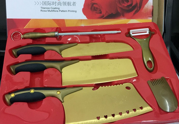 鈦金刀六件套組 百年薔薇 跑江湖地攤刀具會銷禮品 農資飯店禮品工廠,批發,進口,代購