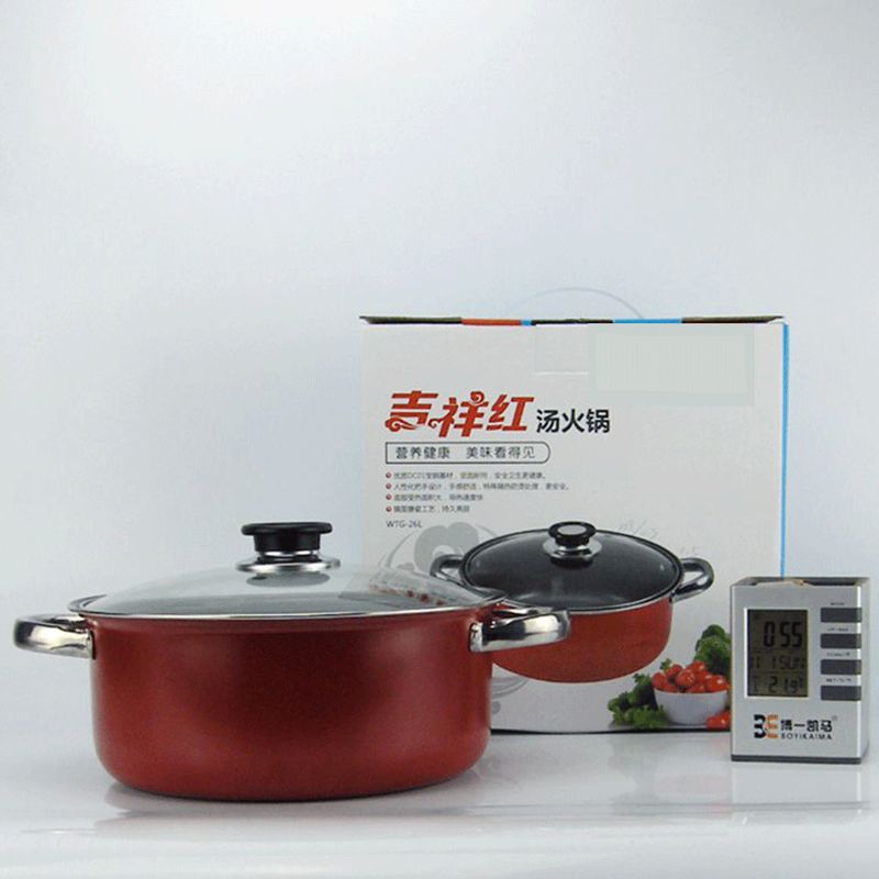 廠傢定製批發直銷精品24cm湯鍋 電磁爐通用精鐵湯鍋 透明蓋不沾鍋批發・進口・工廠・代買・代購