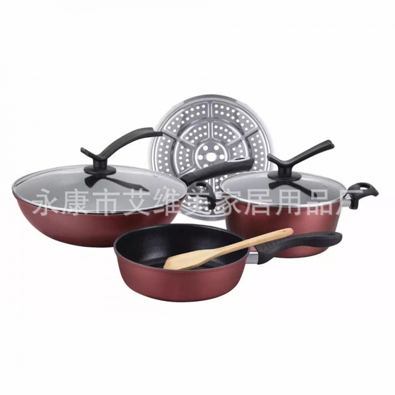 炒鍋不黏平底鐵鍋禮品鍋 韓式樂享五件套鍋具豪華禮品套裝鍋工廠,批發,進口,代購