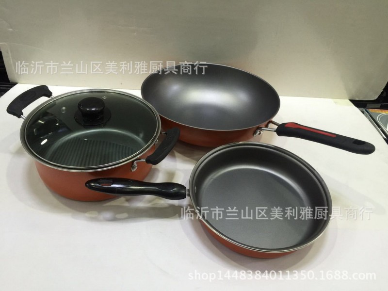 大量批發新款禮品鍋三件套 炒鍋不黏鍋套裝組合 廣告促銷禮品特價工廠,批發,進口,代購