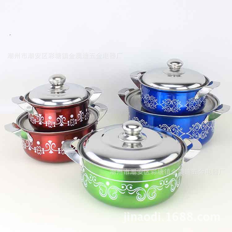 禮品贈品不銹鋼套裝鍋 全鋼出口湯鍋套裝 鋼蓋鋼柄弧形鍋 五件套工廠,批發,進口,代購