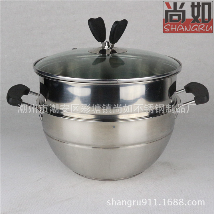 不銹鋼禮品蝴蝶套鍋 彩色砂光單柄雙柄帶格蒸湯鍋盆 廠傢直銷工廠,批發,進口,代購