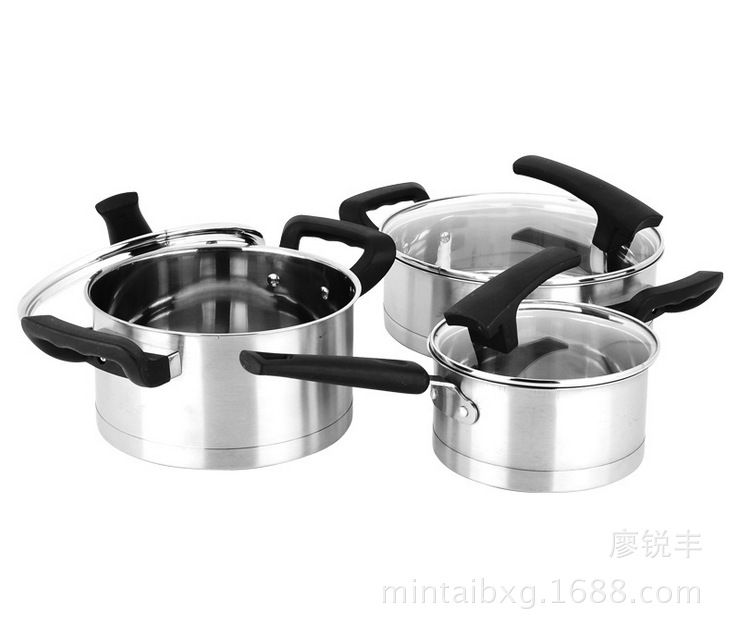 廠傢直銷 430#不銹鋼直角鍋  直角湯鍋奶鍋 幸福六件套禮品套裝工廠,批發,進口,代購