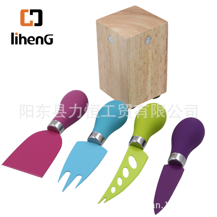 出口烤漆噴漆新芝士套奶酪刀具 芝士刀菜板4件套裝商務禮品 A-153工廠,批發,進口,代購