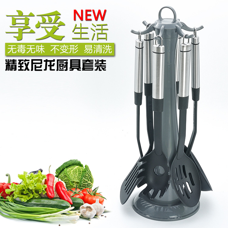 廠傢直銷 烹飪勺鏟 矽膠廚具套裝 不黏鍋矽膠廚具 6件套廚房用品批發・進口・工廠・代買・代購