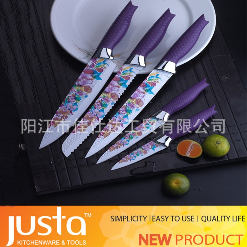 供應新款雙麵磨壓紋印花噴漆套刀五件套工廠,批發,進口,代購