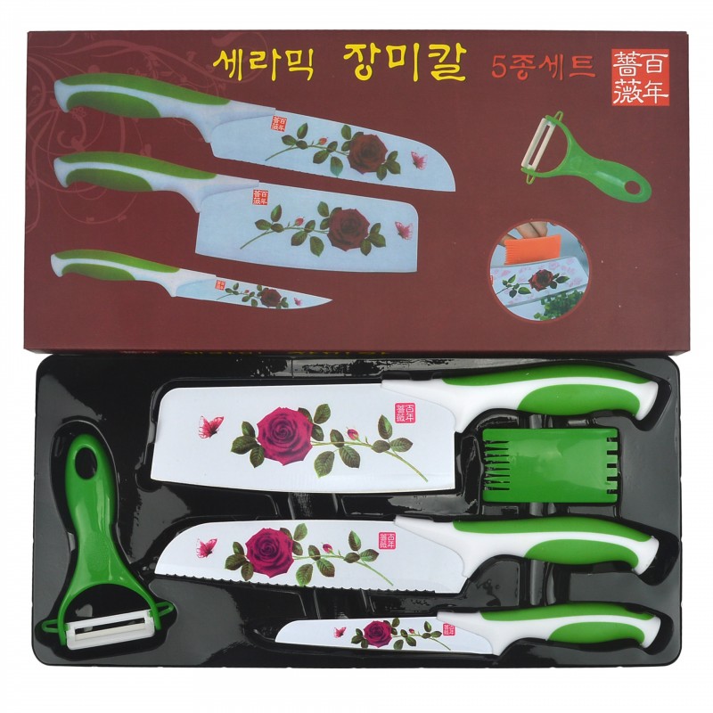 韓國包裝薔薇刀 百年薔薇五件套刀百年薔薇不銹鋼刀地攤熱賣批發工廠,批發,進口,代購