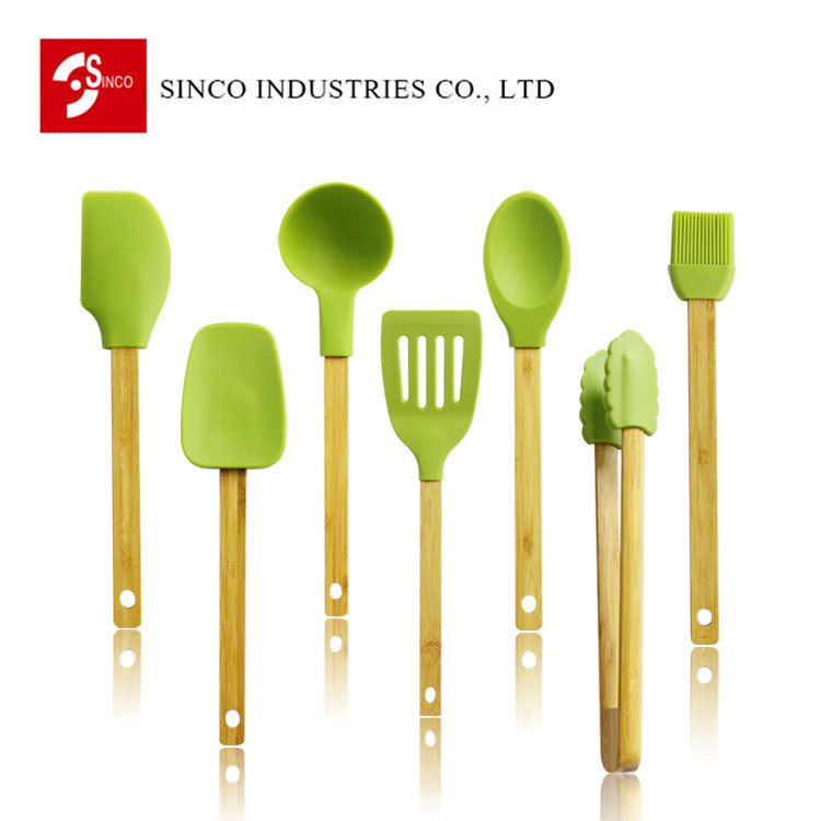 廚房用具 烘培工具套裝 7件套 矽膠廚具 竹木手柄 環保安全不傷鍋批發・進口・工廠・代買・代購