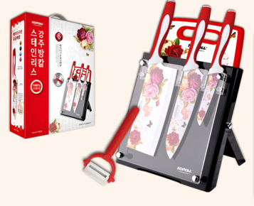科耐爾刀具套裝不銹鋼廚房刀具六件套禮品菜刀套裝不黏韓國烤花刀批發・進口・工廠・代買・代購